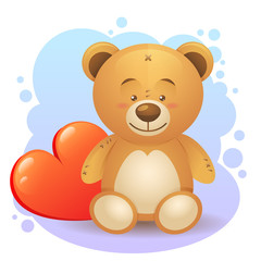 Cute teddy bear with loving heart gift isolated