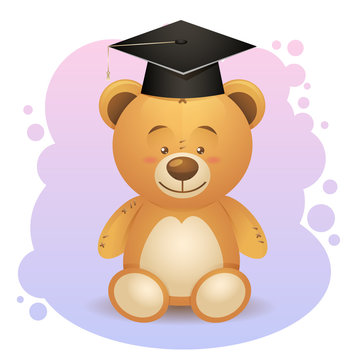 Back to school cute teddy bear toy in graduation hat