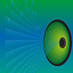 spectrum analyzer with an outgoing waves from the speaker