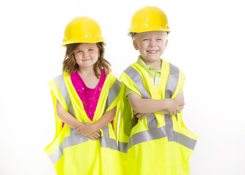 Cute Kids dressed as Young Engineers
