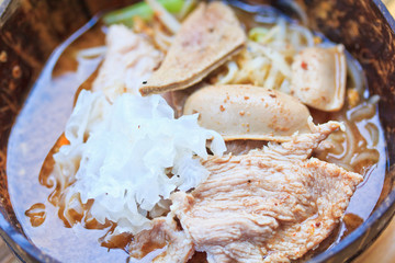 Thai spicy noodle in coconut shell
