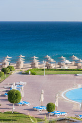 Fototapeta premium Exterior of Hotel Building at summer