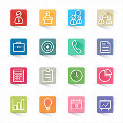 Business and finance icons set and white background