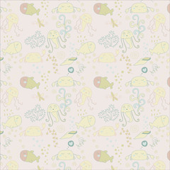Cute seamless pattern with underwater live eps 10