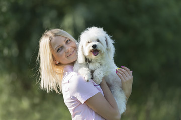 girl and dog
