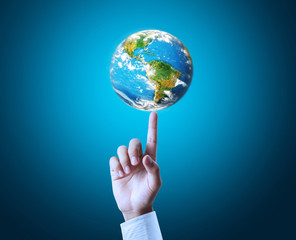 holding our planet earth glowing