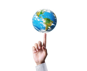 holding our planet earth glowing