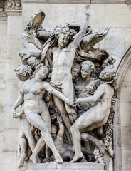 Fototapeta na wymiar La Danse, sculpture on the facade of the Paris Opera
