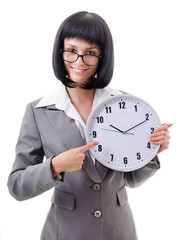 office worker  holding big clock