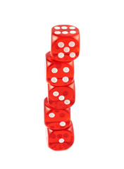 Red playing dices isolated