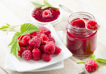 Fresh raspberries jam