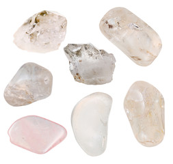 set of crystalline quartz minerals