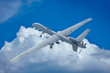 Fototapeta na wymiar Drone flying in the clouds
