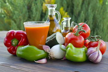 vegetables, olive oil and vinegar