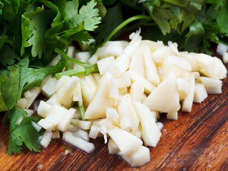chopped garlic, parsley and cilantro