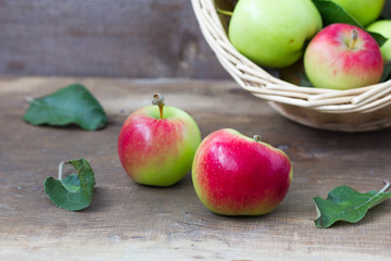 Apples on a wooden table