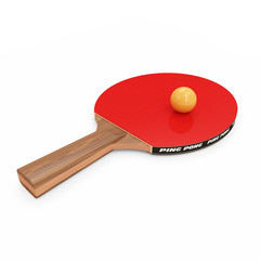 Table Tennis Racket and ball isolated on white background