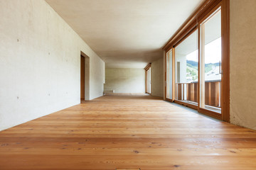 new apartment, room with concrete walls