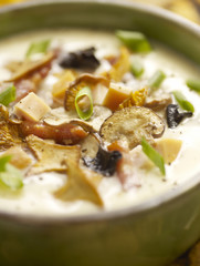 mushroom soup served in a bowl