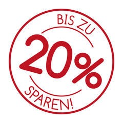 Aktion bis zu 20% sparen - Rabatt Button Emblem