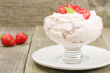 Eton Mess - Strawberries with whipped cream and meringue.