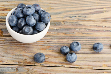 Blueberries on wooden table
