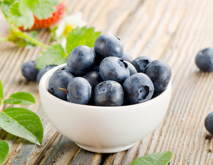 Blueberries on wooden table