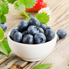 Blueberries on wooden table