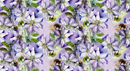 Clematis Seamless Pattern