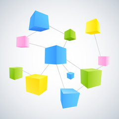 vector illustration of networking block connected to each other