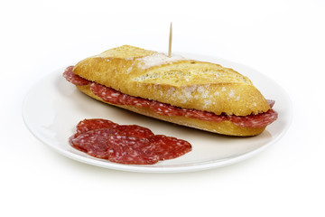 Sausage sandwich, typical Basque cap.