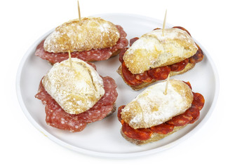 Sausage sandwich, typical Basque cap.