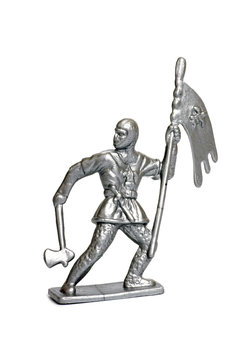 Toy soldier on a white background, knight