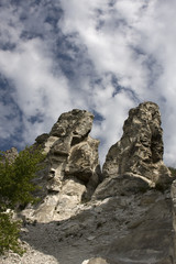 Stone column, cretaceous rocks, Russia, river bank Don