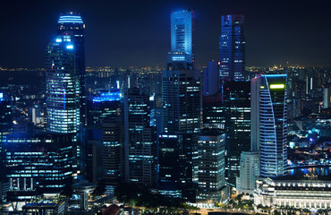 Fototapeta na wymiar Business center of Singapore at night
