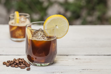 Ice coffee with lemon