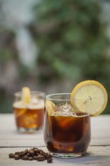 Ice coffee with lemon