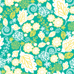 Vector emerald flowerals seamless pattern background with hand