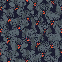 Halloween seamless pattern with trees.