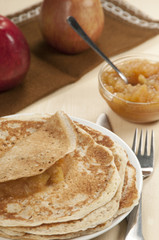 Pancakes with apple jam