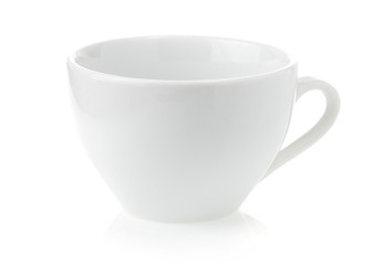 empty ceramic cup on white