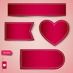 Set of red bubbles, stickers, labels, tags. Vector template