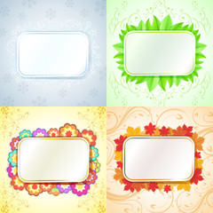 Abstract seasonal frames with copy space backgrounds.