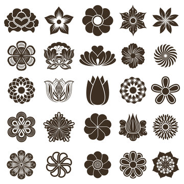 Vintage flower buds vector design elements isolated on white bac