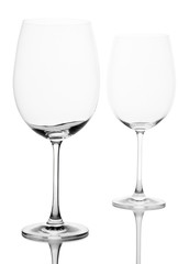 Empty wine glasses arranged and isolated on white