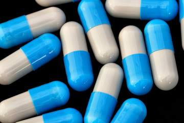 blue and gray capsules background