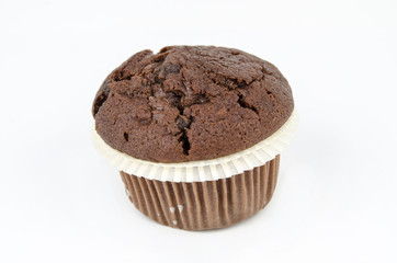 Chocolate muffin, isolated on white