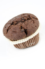 Chocolate muffin, isolated on white