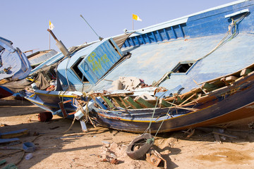 Clandestine boat in Lampedusa