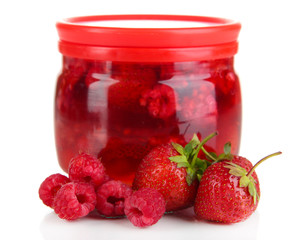 Home made berry jam isolated on white